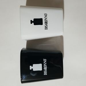 Disaranno Amaretto logo black & white cocktail glasses